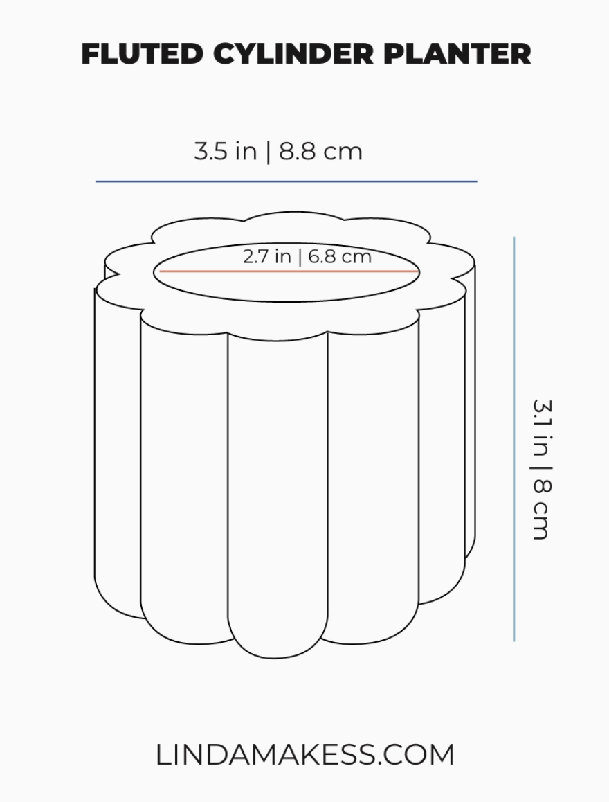 Fluted Cylinder Planter 3"