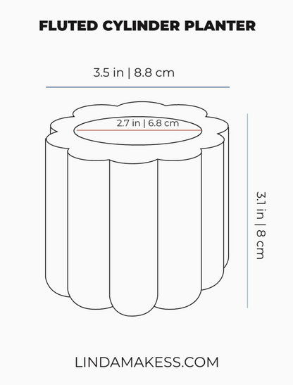 Fluted Cylinder Planter 3"